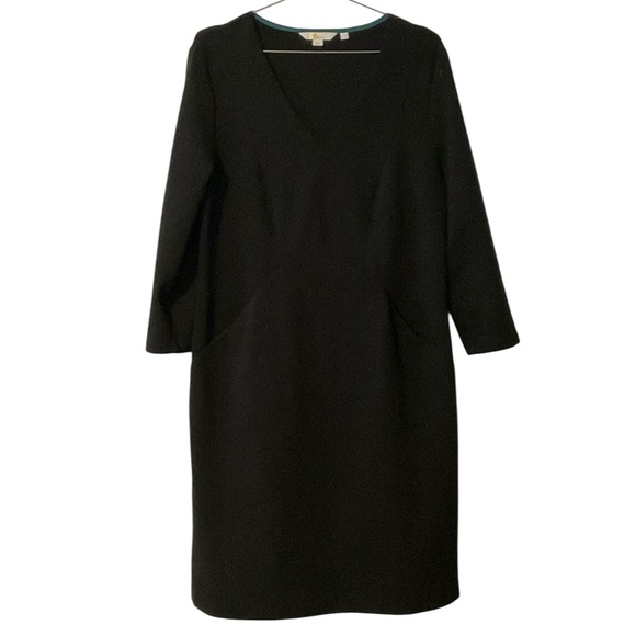 Boden Black Ellen V-Neck Ottoman Dress - Picture 2 of 5